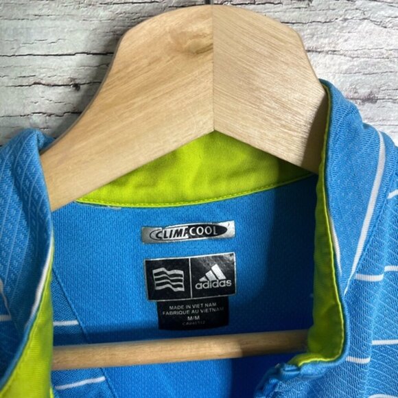 ADIDAS ClimaCool golf shirt blue striped size medium women’s - Picture 4 of 7